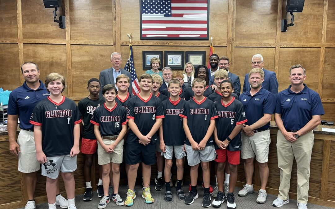 Elected Officials Recognize Clinton’s 12U Baseball Team at August Board Meeting