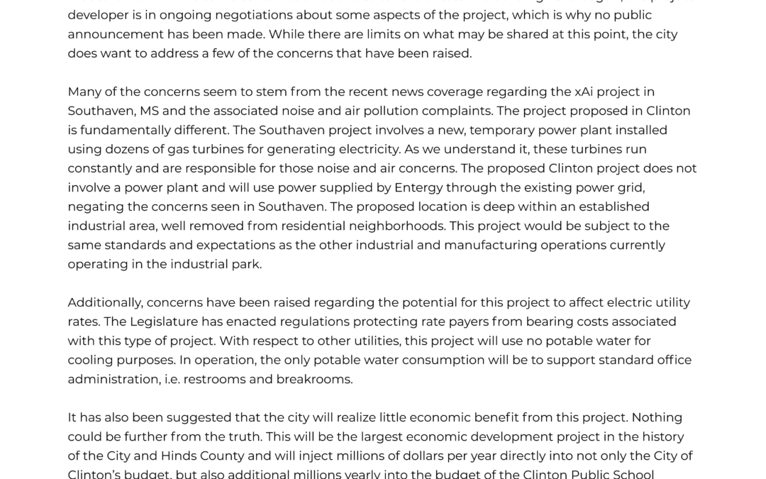 Mayor Addresses Community Concerns Surrounding a Potential Development